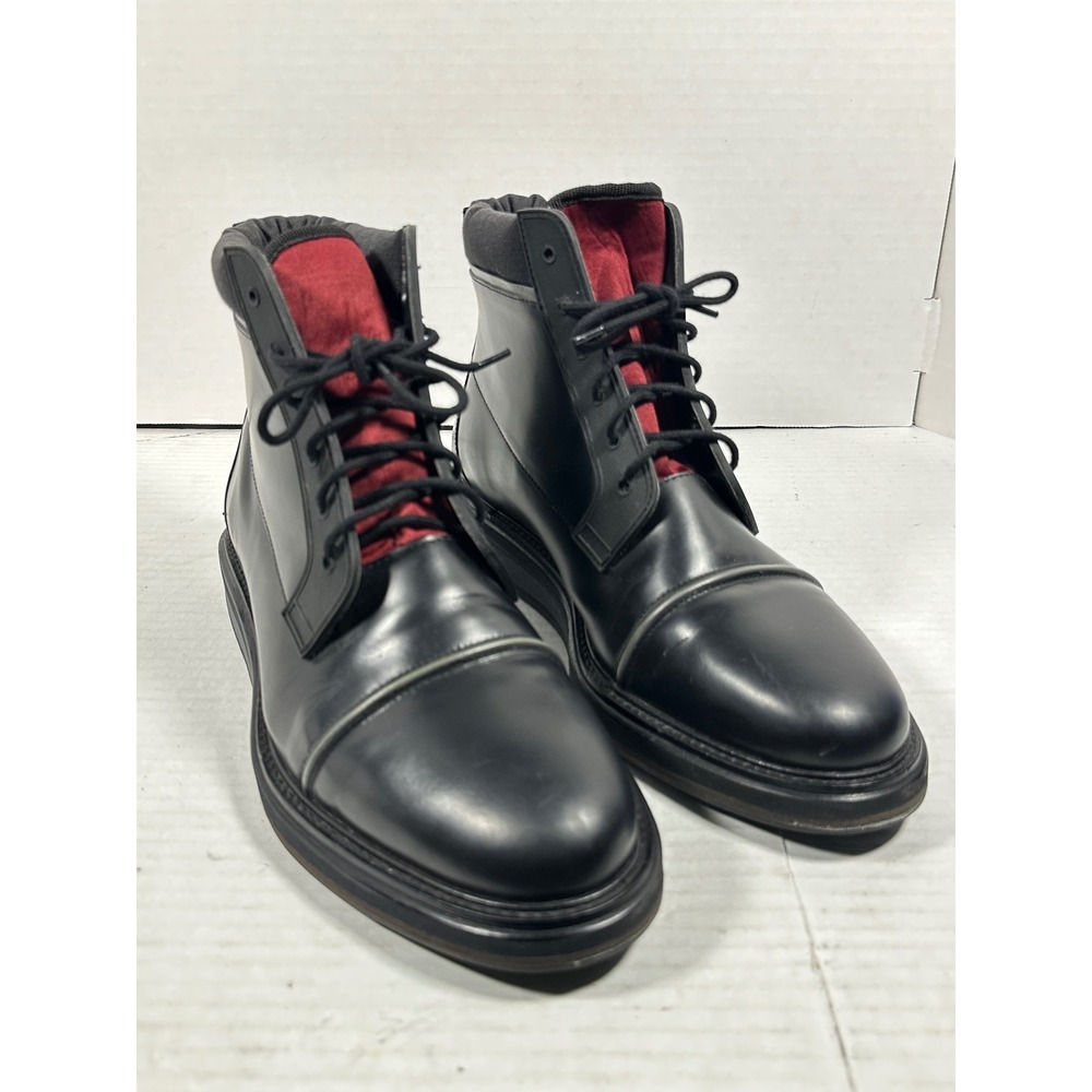 Vintage Foundry Co VF1392 Mens Black Leather Lace Up Boots Size 12 Red Lining